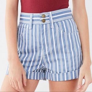 Blue and White Striped Shorts